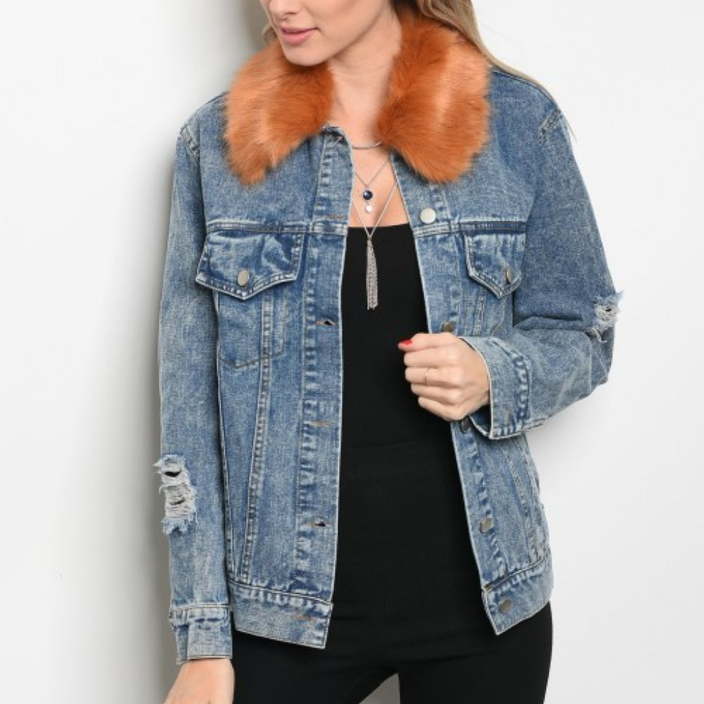 Denim Jacket w/ removeable faux fur - Picture 2 of 3